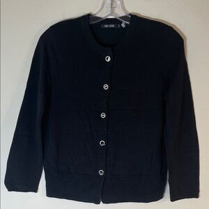 NIC+ZOE Linen Blend Classic Black Cardigan. Small.